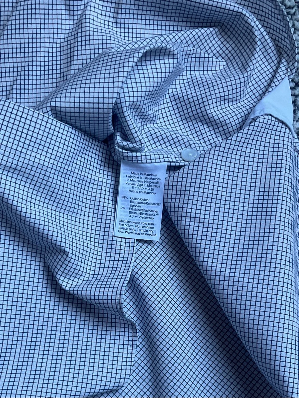 J. Crew Men's Small Check Dress Shirt - White & Light Blue